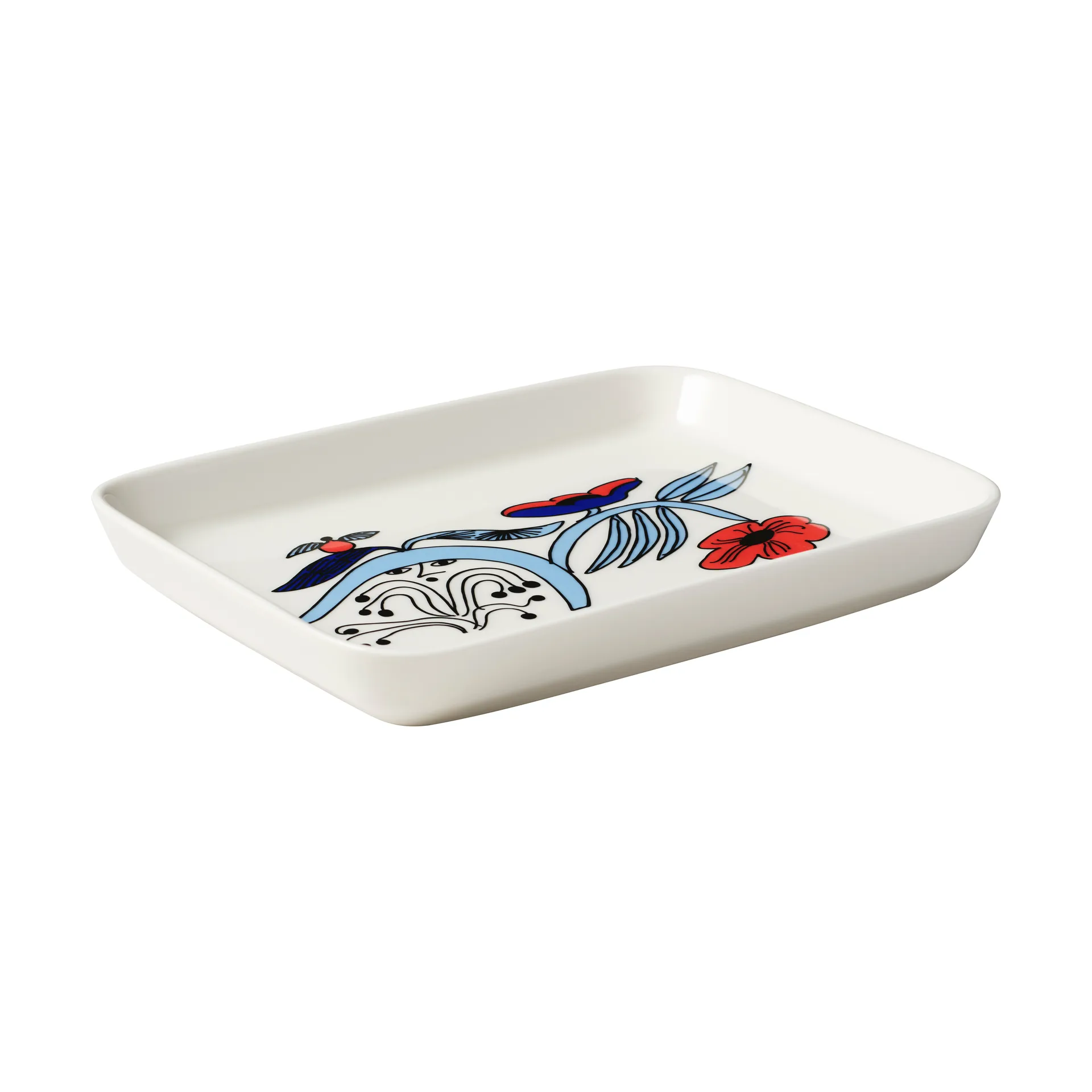 Puutarhurit tallrik 15x19 cm, Blå-vit-röd Arabia