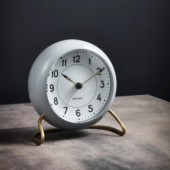 AJ Station bordsur 12 cm - grå-vit - Arne Jacobsen Clocks