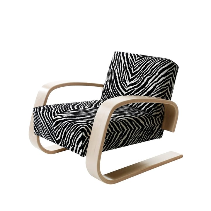 400 Tankstolen fåtölj - Tyg zebra-Naturlackerad björk - Artek