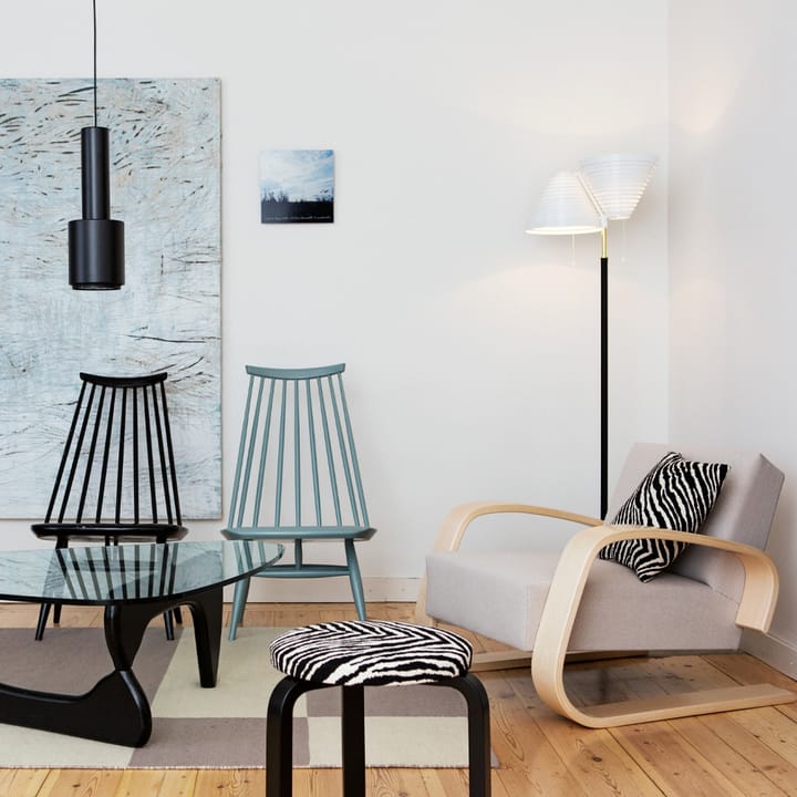 402 fåtölj, Tyg h55 svart-Naturlack björk Artek