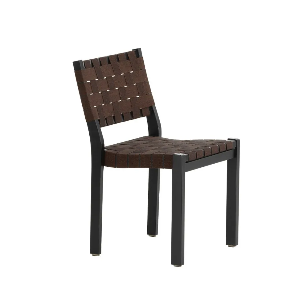 611 stol linnegjord, Svart-Brun-Svartlackad björk Artek