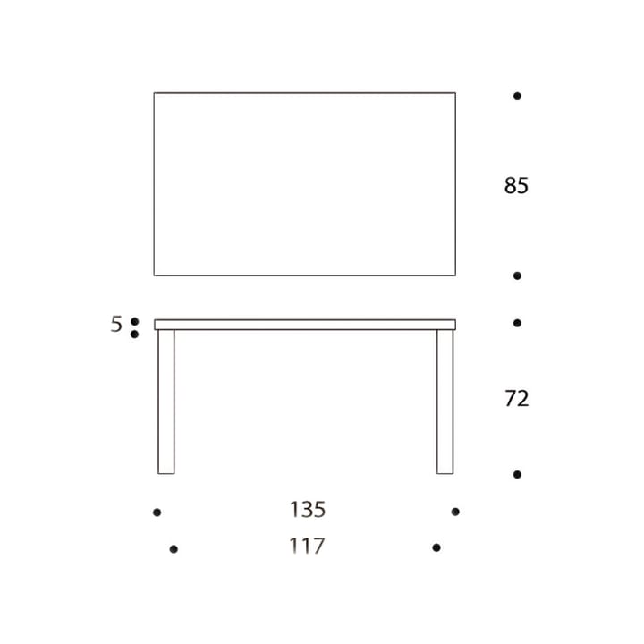 Aalto 82B matbord, Vit laminat-Björkben Artek