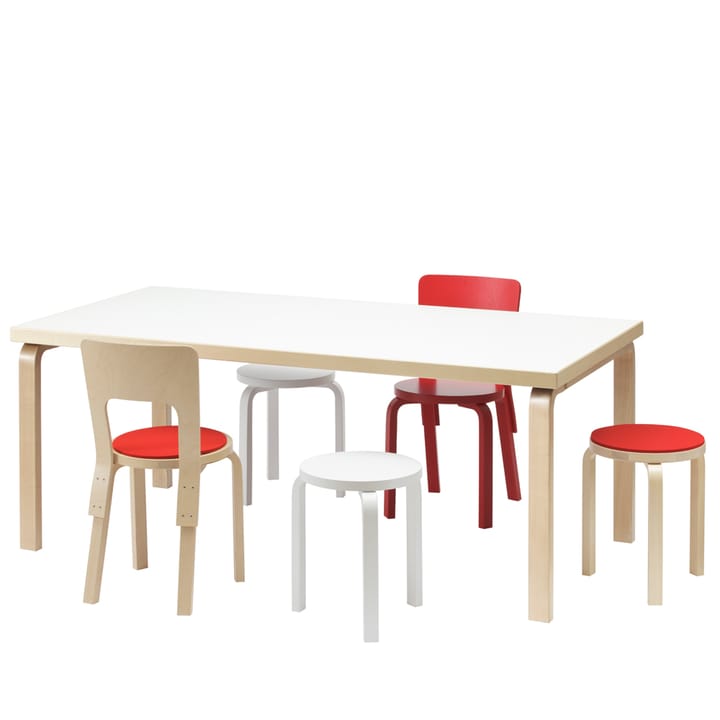 Aalto 83 matbord rektangulärt, Svart linoleum-Björkben Artek