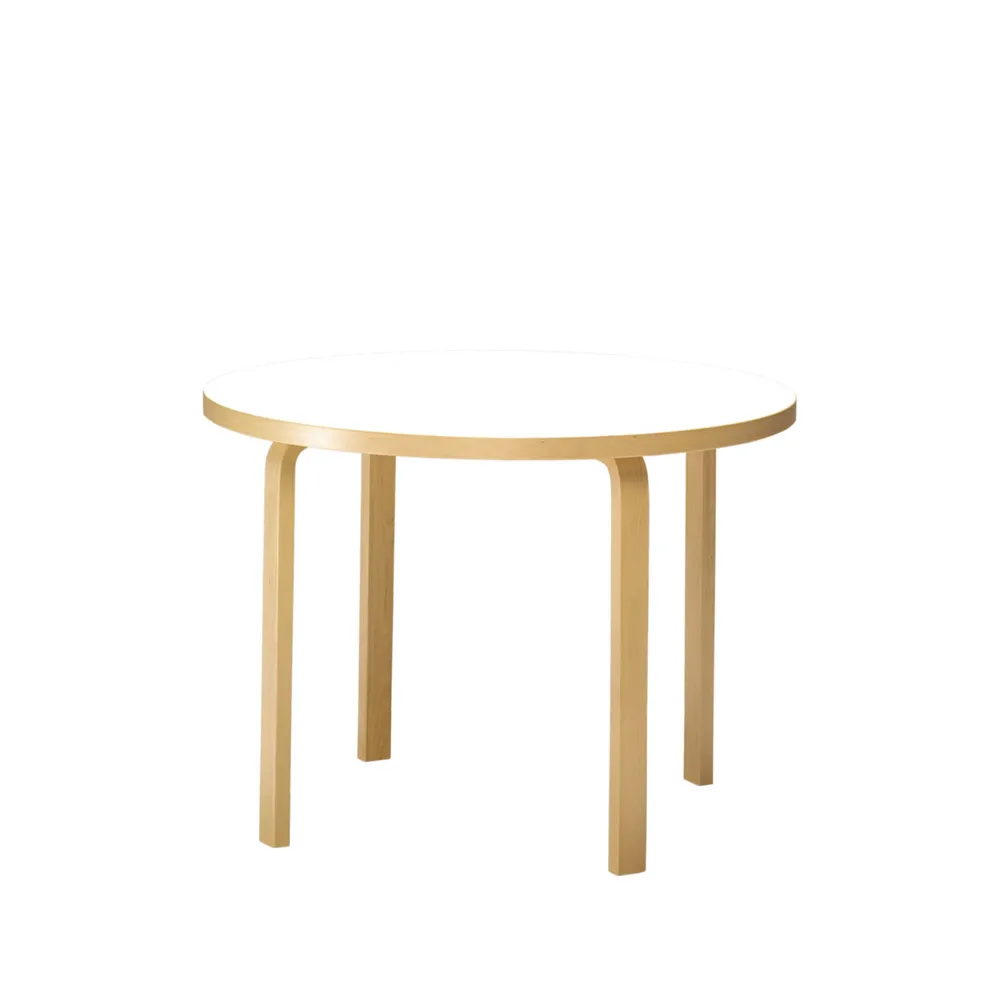 Artek Aalto 90A matbord runt Vit laminat-Björkben | Skandinavisk Design | Matbord | Vit
