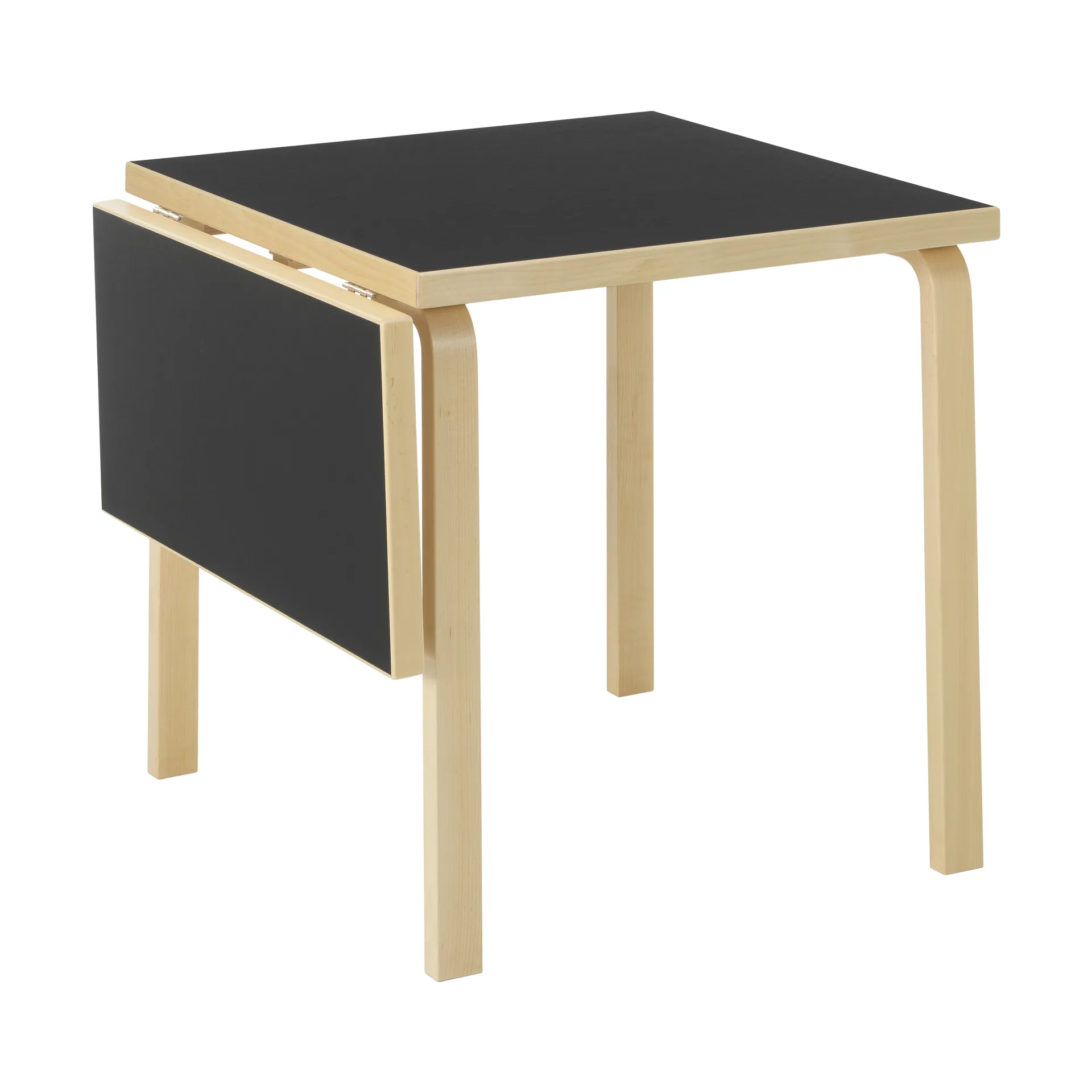 Aalto Table foldable DL81C matbord, Top black linoleum-natural lacquered Artek