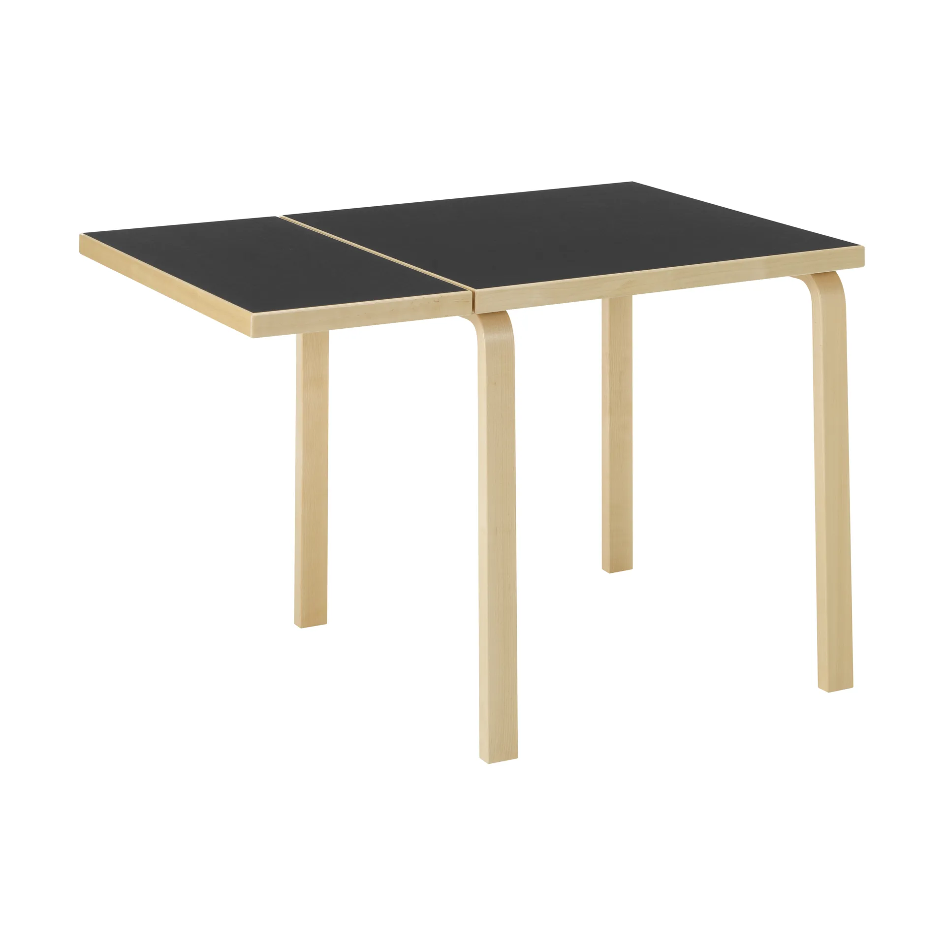 Aalto Table foldable DL81C matbord, Top black linoleum-natural lacquered Artek