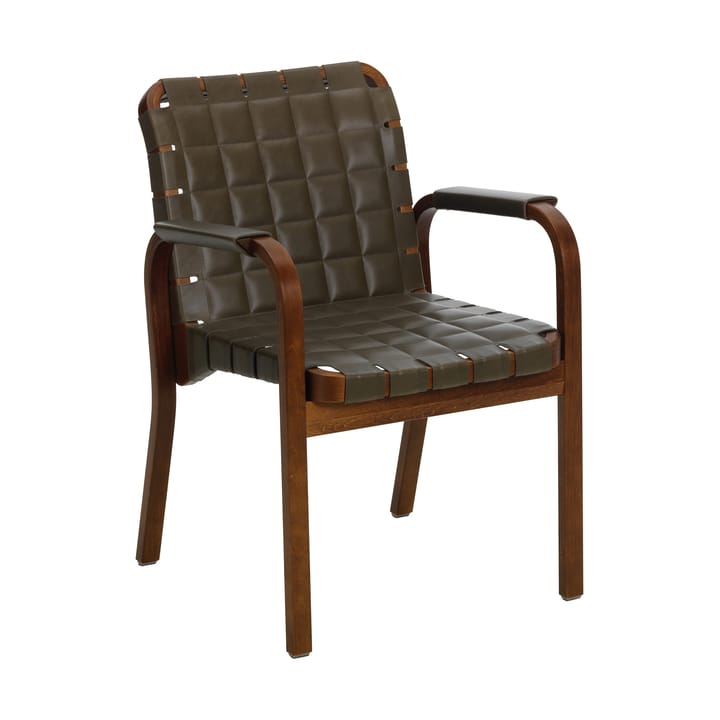Armchair 45 fåt�ölj valnötsbetsad björk - Leather Envy Olive 20324 - Artek