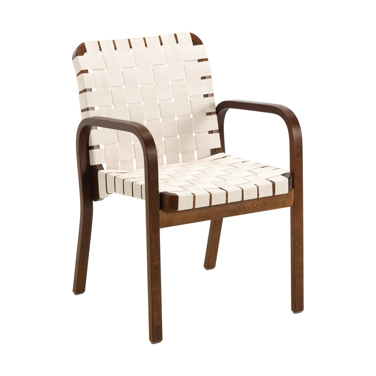 Artek Armchair 45 fåtölj valnötsbetsad björk Webbing natural/white