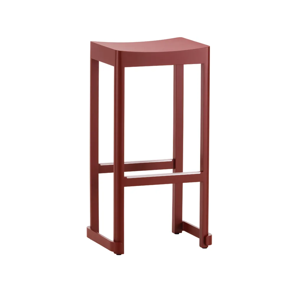 Atelier barpall, Mörkrödlackerad björk-H75 cm Artek