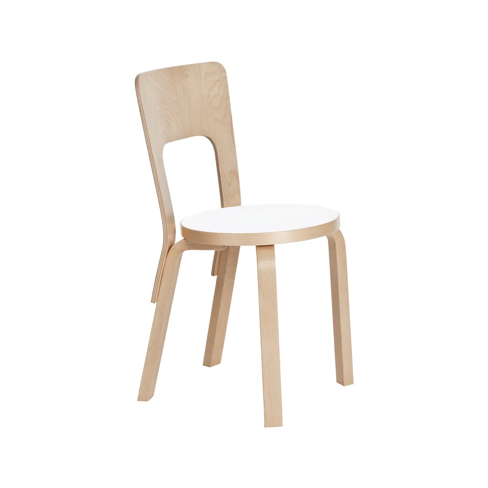 Artek Chair 66 stol Vit laminat-Björkstativ | Skandinavisk Design | Stolar | Vit