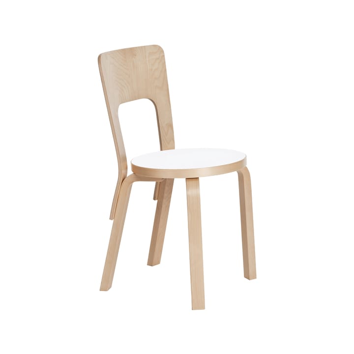 Chair 66 stol - Vit laminat-Björkstativ - Artek