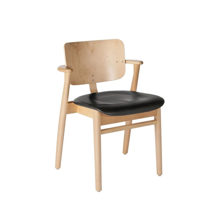 Domus stol - läder prestige svart, björkstativ - Artek