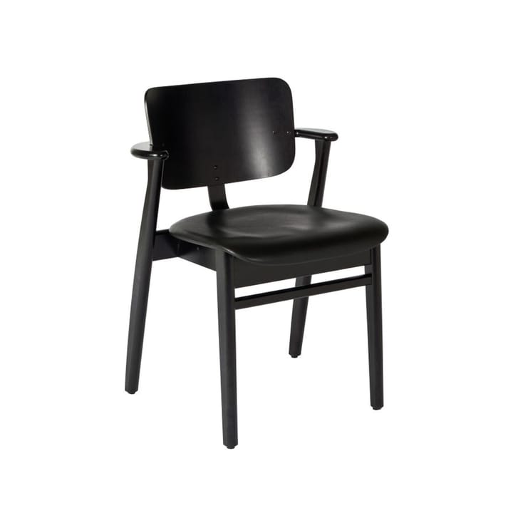 Domus stol - läder prestige svart, svartbetsat stativ - Artek