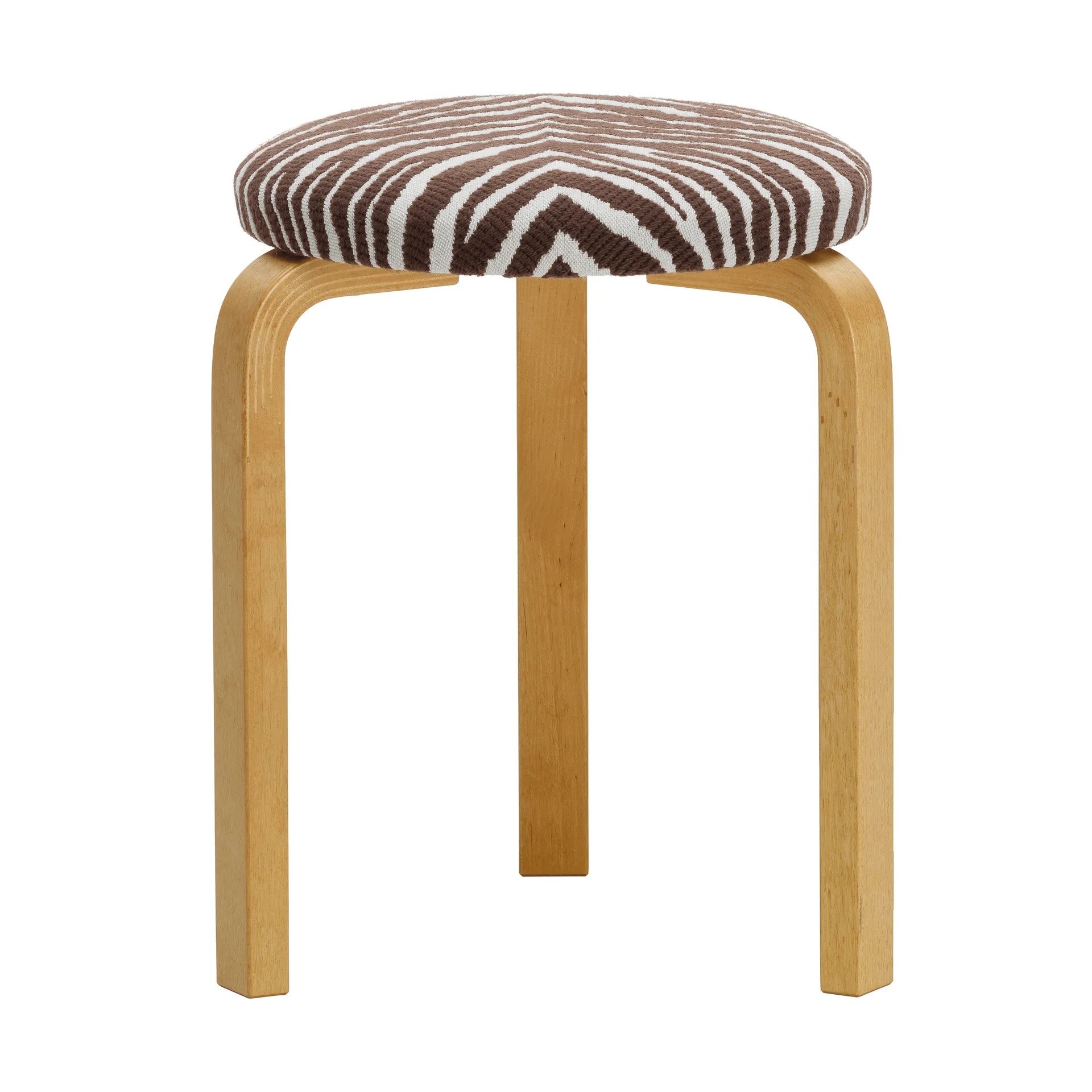 Stool 60 pall 3 st ben, Honungsbetsad björk-tyg Zebra brun Artek