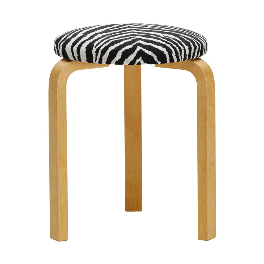 Stool 60 pall 3 st ben, Honungsbetsad björk-tyg Zebra svart Artek