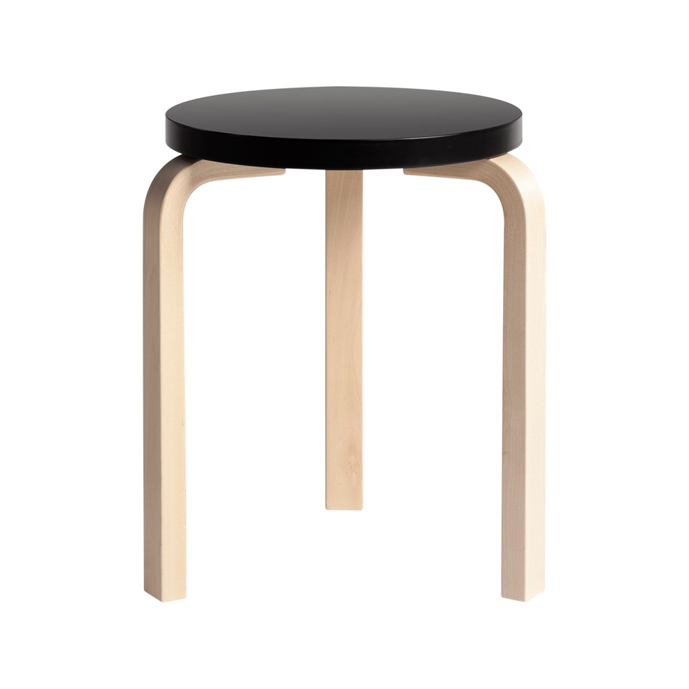 Artek Stool 60 pall 3 st ben Svart-Björk | Skandinavisk Design | Pallar | Svart