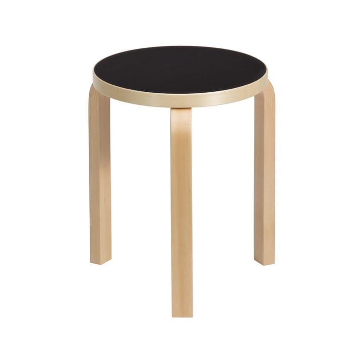 Stool 60 pall 3 st ben - Svart linoleum-Björk - Artek