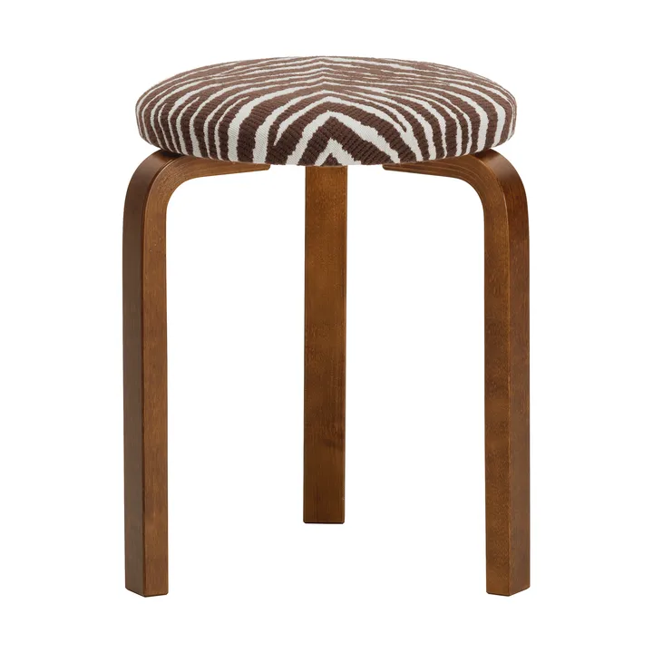 Stool 60 pall 3 st ben - Valnötsbetsad björk-tyg Zebra brun - Artek
