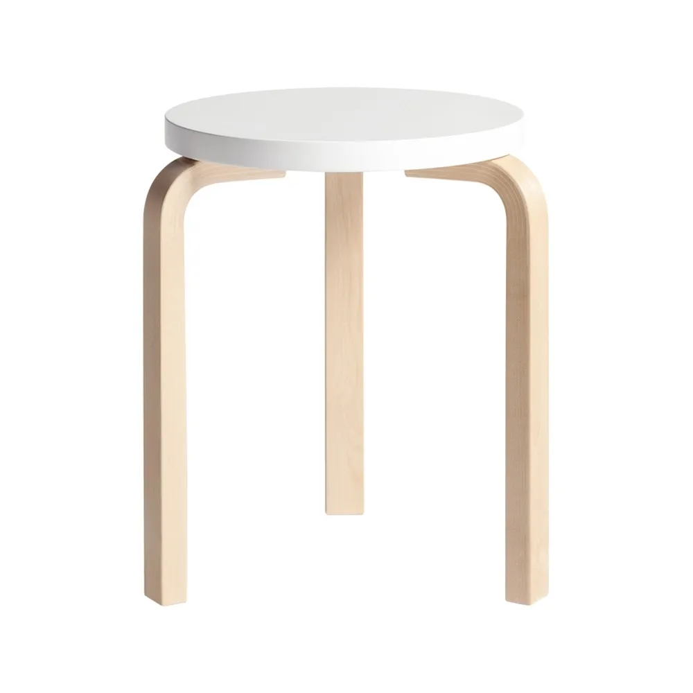Stool 60 pall 3 st ben, Vit-Björk Artek