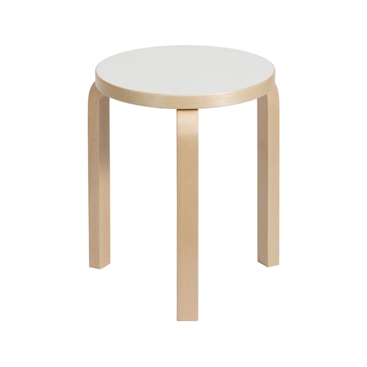 Stool 60 pall 3 st ben - Vit laminat-Björk - Artek