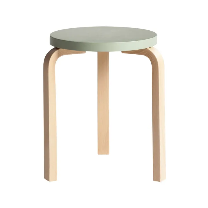Stool 60 rund pall 3 st ben - Grön-Björk, Ø38x44 cm - Artek