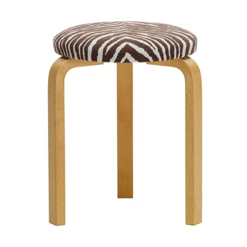 Stool 60 rund pall 3 st ben - Honungsbetsad björk-tyg Zebra brun, Ø38x44 cm - Artek