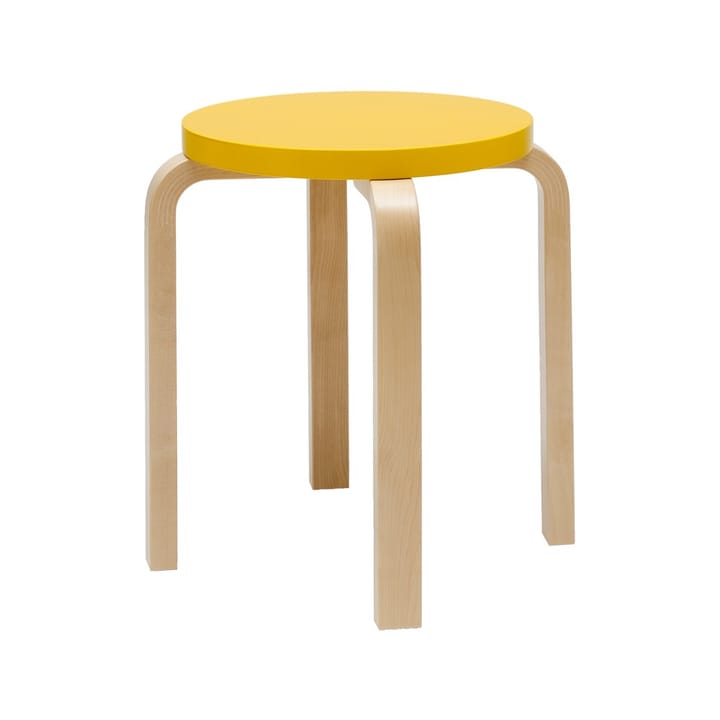 Stool E60 pall 4 st ben - Naturlackerad björk-Gul - Artek