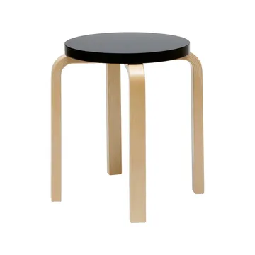 Stool E60 pall 4 st ben - Naturlackerad björk-Svart lack - Artek