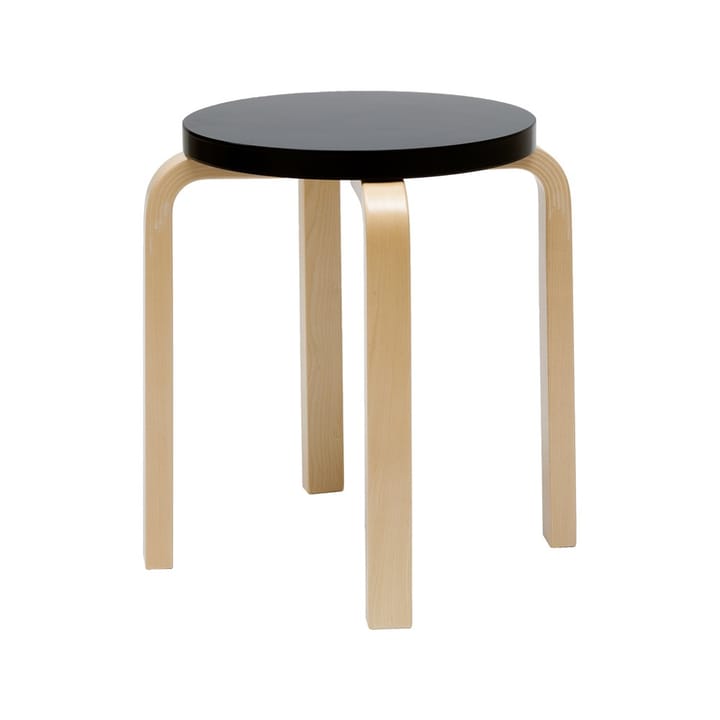 Stool E60 pall 4 st ben - Naturlackerad björk-Svart lack - Artek