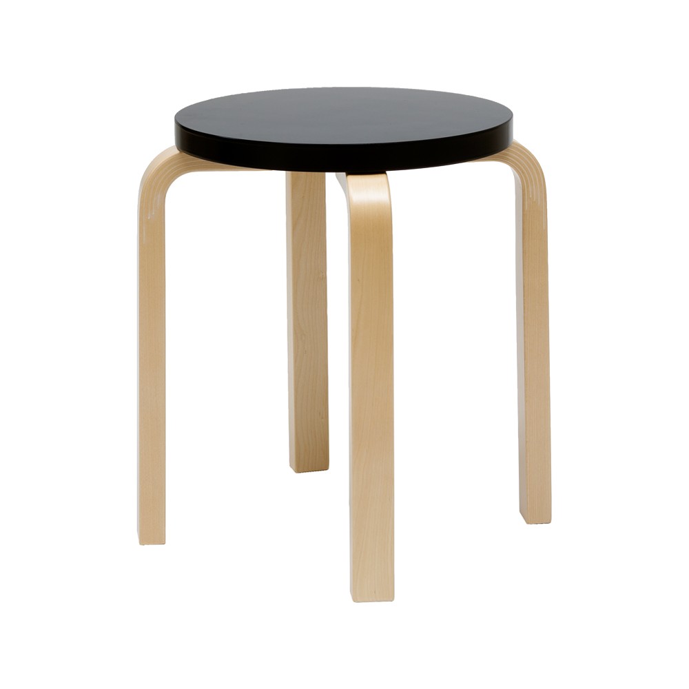 Artek Stool E60 pall 4 st ben Naturlackerad björk-Svart lack