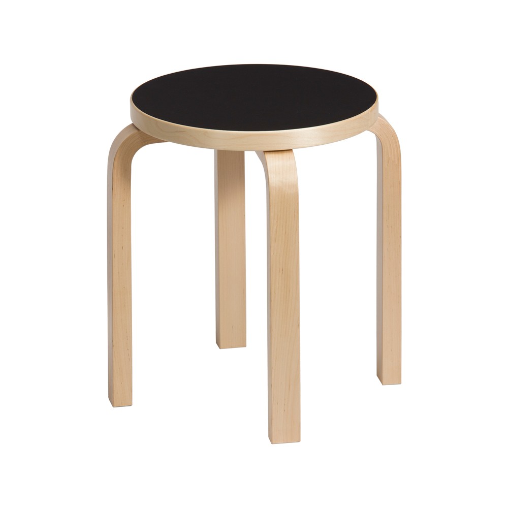 Artek Stool E60 pall 4 st ben Naturlackerad björk-Svart