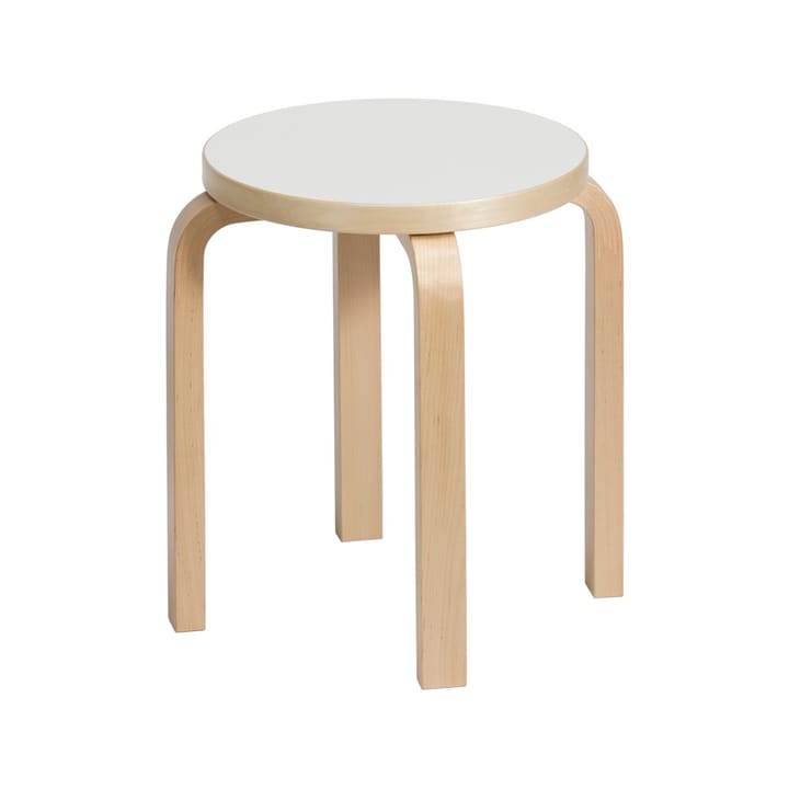 Stool E60 pall 4 st ben - Vit laminat-Björk - Artek