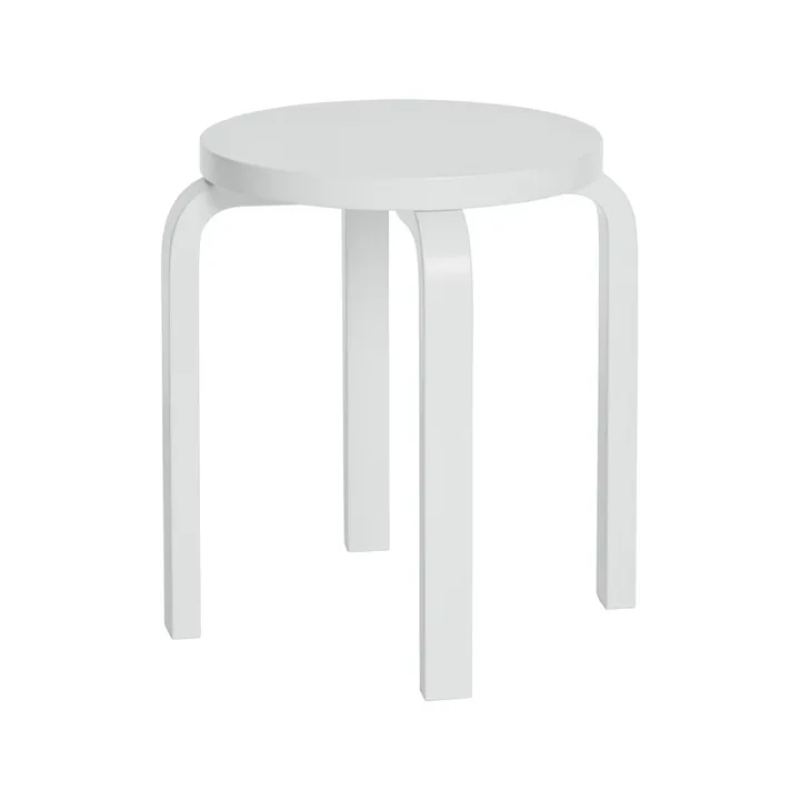 Stool E60 rund pall 4 st ben - Vit lack, Ø38x44 cm - Artek