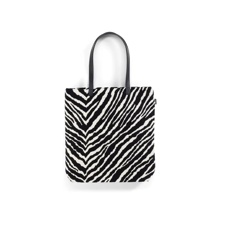 Zebra Tote Bag väska - Svart-vit, läderhandtag, 41x42x8 cm - Artek