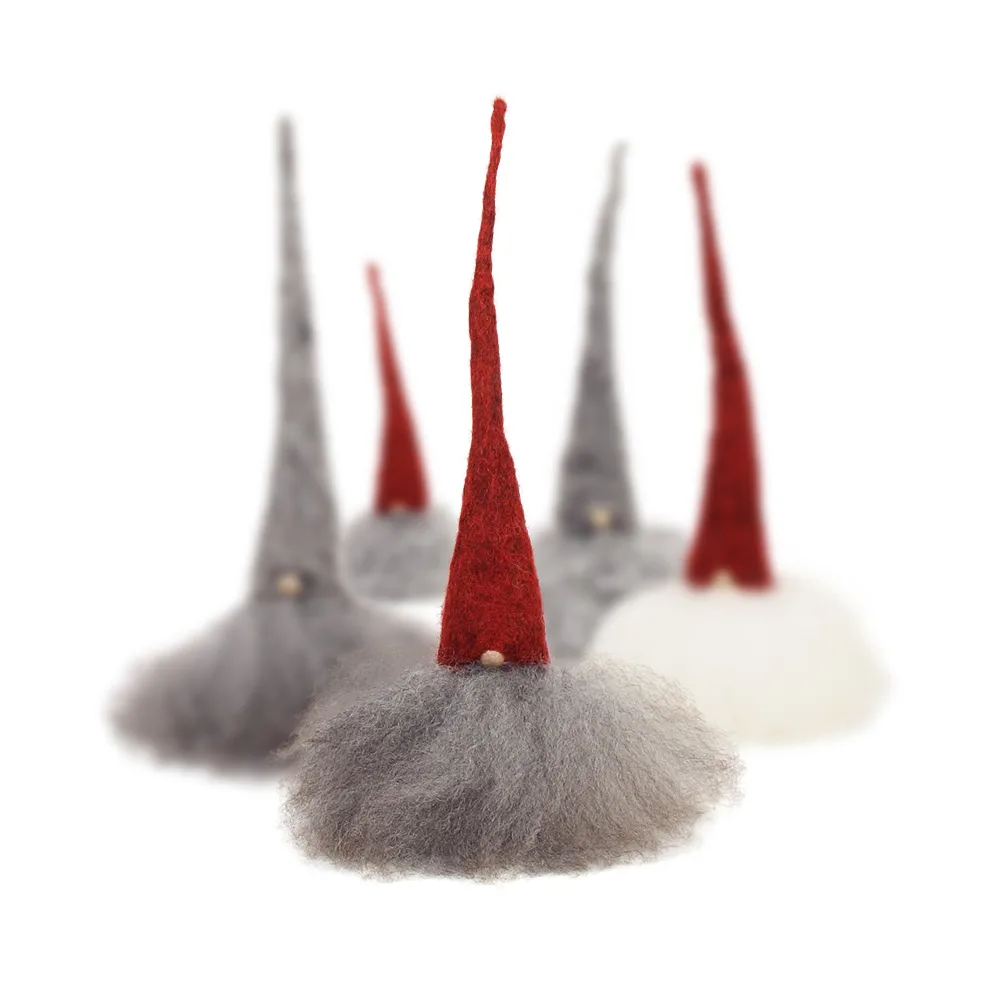 Skäggtomte, röd/grå, liten Åsas tomtebod