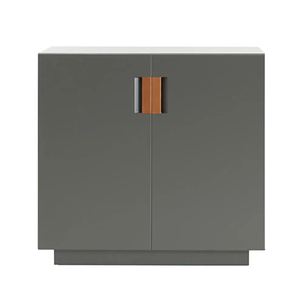 Frame 80 Low skåp, taupe, läder cognac, 42cm Asplund