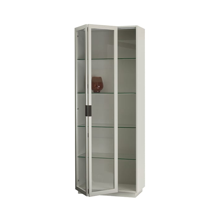 Frame XL vitrinskåp, light grey, svart läderhandtag Asplund