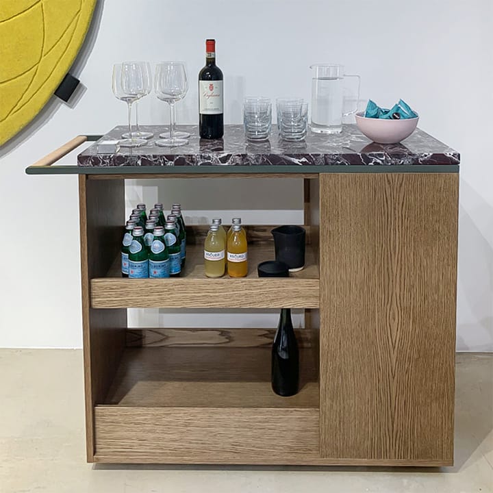 Remy serveringsvagn, valnötsbetsad ek (p4), carrara marmor, green khaki Asplund