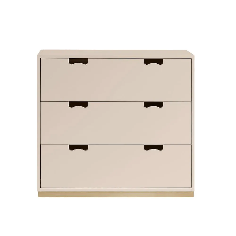 Snö A3 byrå, rose, björksockel Asplund