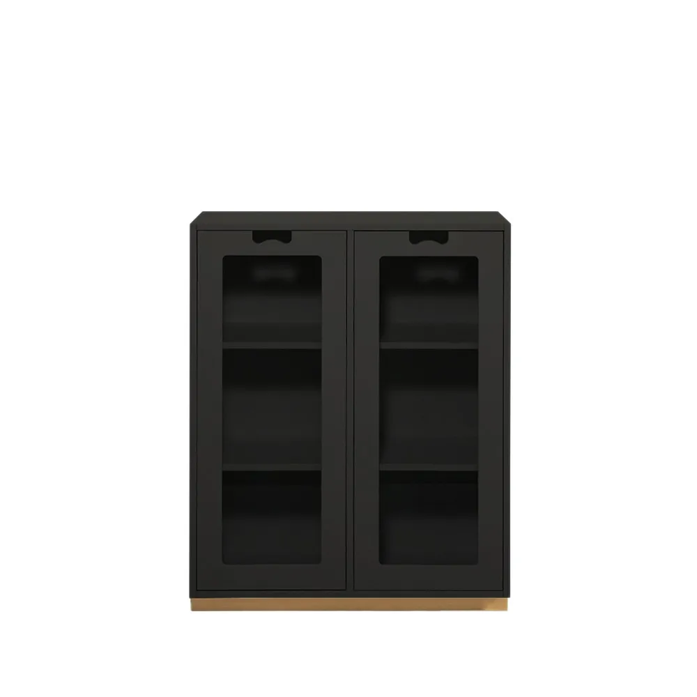 Snö E vitrinskåp, char grey, björksockel, dj.30 cm Asplund