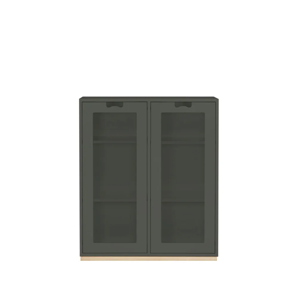 Snö E vitrinskåp, green khaki, björksockel, dj.30 cm Asplund