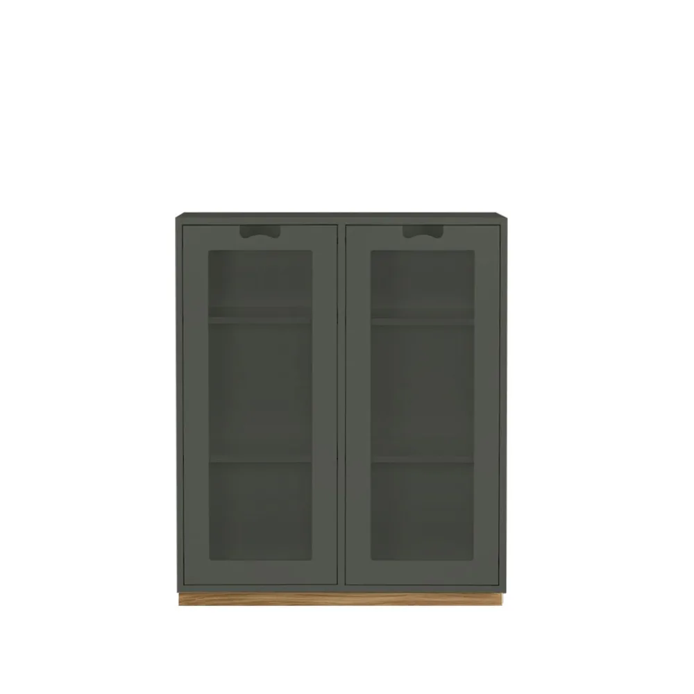 Snö E vitrinskåp, green khaki, eksockel, dj.30 cm Asplund