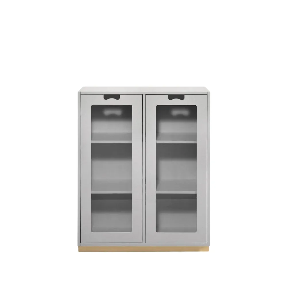 Snö E vitrinskåp, light grey, björksockel, dj.30 cm Asplund