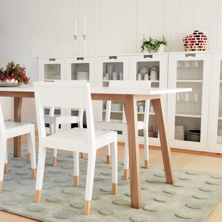 Snö G3 sängbord, nordic blue, svarta hjul Asplund