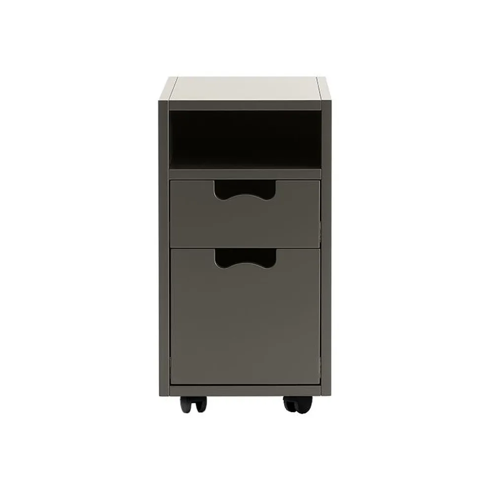 Snö G3 sängbord, taupe, svarta hjul Asplund