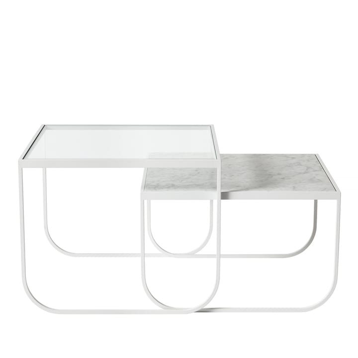 Tati Square soffbord, glas, vitt stativ Asplund