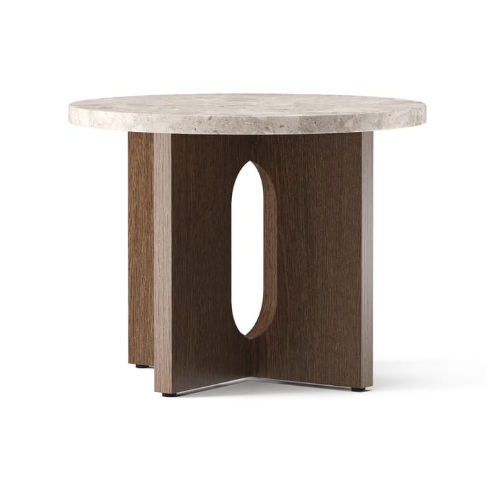 Androgyne sidobord Ø50 cm mörkbetsad ek, Kunis Breccia-bordsskiva Audo Copenhagen