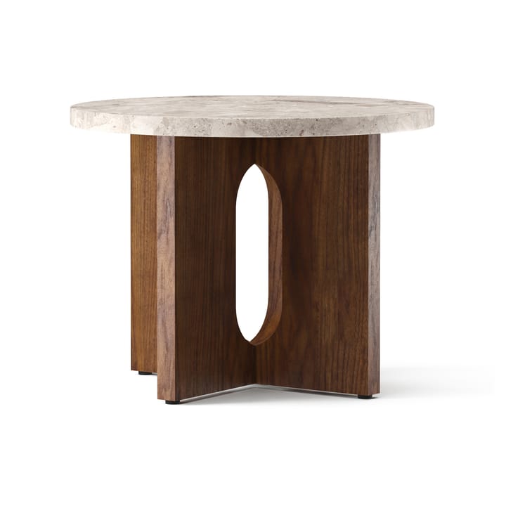 Androgyne sidobord Ø50 cm valnötsbas, Kunis Breccia-bordsskiva Audo Copenhagen