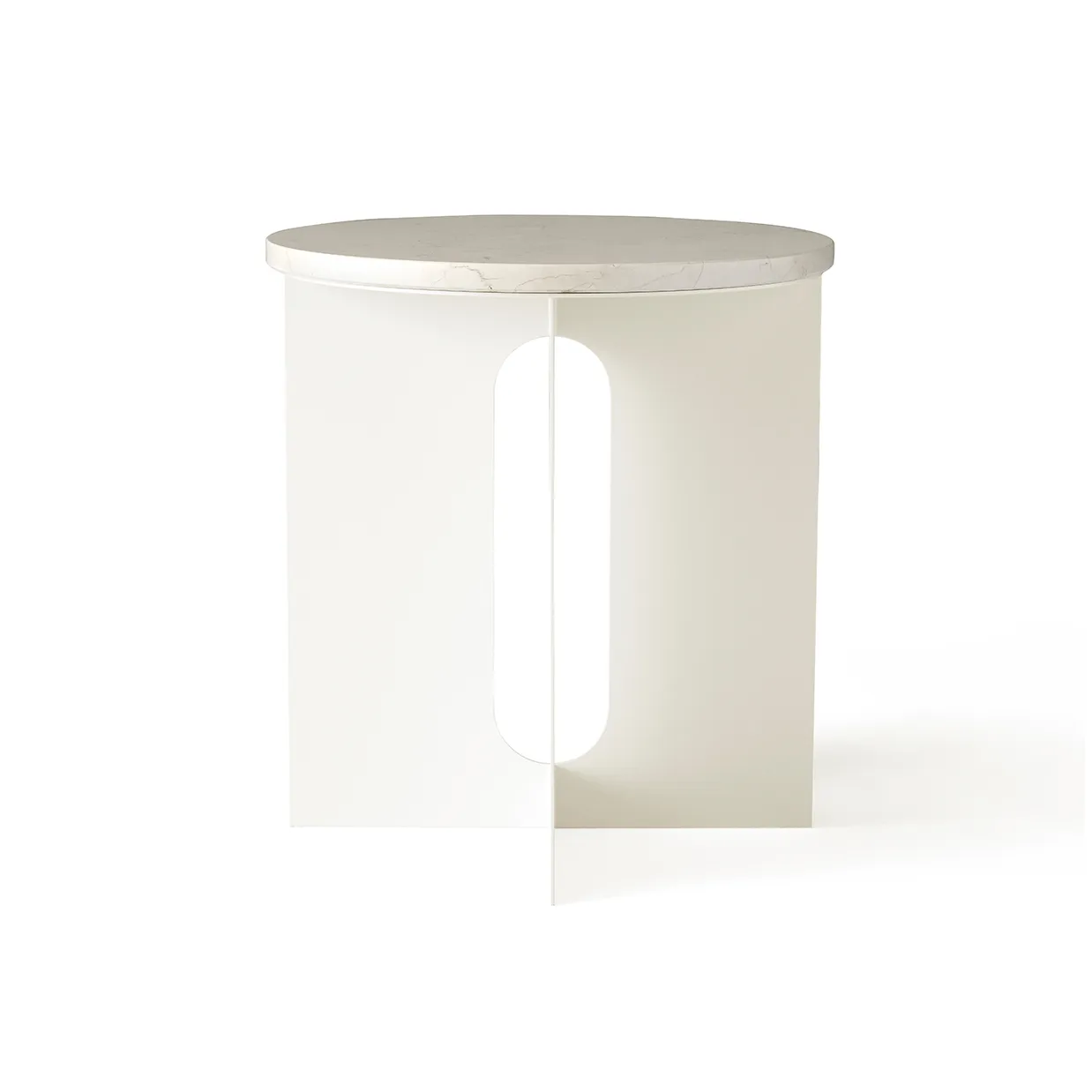 Androgyne sidobord, Calacatta Viola marmor-ivory stål, Ø42 cm Audo Copenhagen
