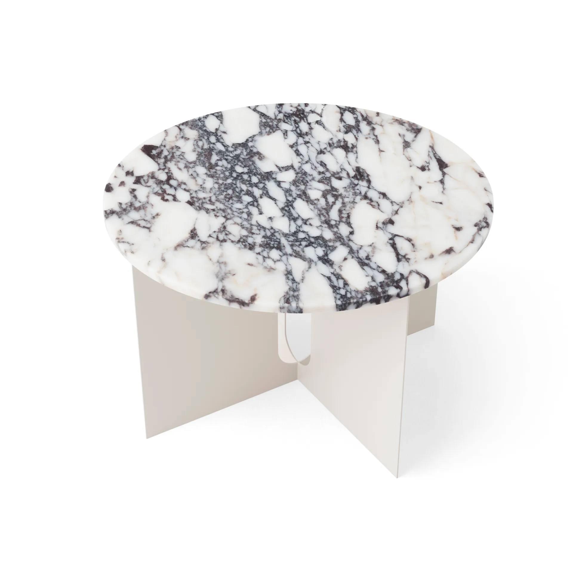 Androgyne sidobord, Calacatta Viola marmor-ivory stål, Ø65 cm Audo Copenhagen